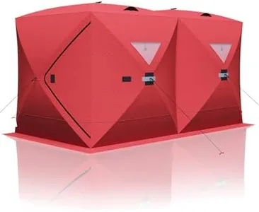 GarveeLife Ice Fishing Insulated Tent, Large Pop-Up Portable Hub-Style Ice Fishing Shelter, 6 Person Shelter 68 Square Feet of Fishable Area