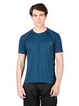 CHKOKKO Men's Round Neck Gym Sports T-Shirt Indigo XXL