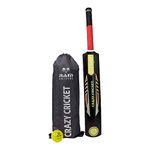 Ram Cricket Crazy Cricket Bat and Ball Set - Durable Plastic Construction with Powerful Hitting Zone – Available in Sizes 6, 4, 2, 0 & Embossed Seamed Softee ball Suitable for Garden, Beach or Park