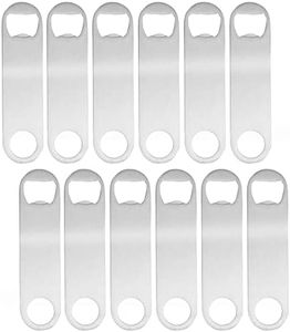 Juvale 12 Pack Stainless Steel Flat Bottle Opener, Bulk Set for Bartender, Bar Supplies for Restaurant (4.8 x 1.2 In)