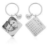 Roides Arts Steel Customized Name, Photo Engraving Keychain, Date Engraved Calendar Keychain, Best Gift For Bridesmaid, Women, Men And All To Your Loved Ones, White