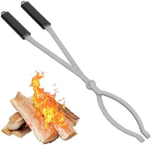 CKLT 28" Fire Tongs Log Grabber for Thick Logs, Stainless Steel Fireplace Tongs Outdoor Indoor Camfire Fire Pit Bonfire Tools Heavy Duty Moves Firewood Safely, SS28INCH