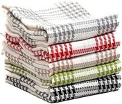 Olivia Rocco Pack of 5 Houndstooth Kitchen Tea Towels Cotton Super Absorbent Quick Drying Soft Towel Cloth, Assorted