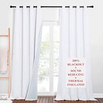 NICETOWN Full Shading Curtains for Windows, Super Heavy-Duty Noise Absorb Lined Blackout Curtains for Bedroom, Privacy Assured Window Treatment for Hotel (White, 2 PCs, 52 inches W x 95 inches L)