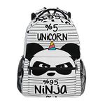 ALAZA Cute Unicorn Panda Ninja On Stripe Backpacks for School Bookbags for Kids Teen Toddler Fashion Daypack Rucksack Travel Laptop Bag