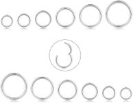 CASSIECA 12 Pcs 6-16mm Stainless Steel Cartilage Hoop Earrings for Women Girls Hypoallergenic Nose Ring Helix Lobes Hinged Sleeper Earrings Piercing Jewelry 16G Set