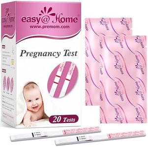 Easy@Home Pregnancy Test Strips Kit, Powered by Premom Ovulation Predictor iOS and Android APP, 20 HCG Tests
