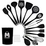 M MSDEE Cooking Utensils Set-16 Pcs Kitchen Utensils, Cooking Turners Gadgets Tools, Kitchen Accessories Heat Resistant Spatula Ladle Spoon for Non Stick Cookware (Silicone)