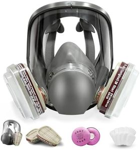 DIEBA Reusable full Face Cover, Full Face Respirator Mask, Organic Vapor Gas Mask with Activated Carbon Filters Anti-fog Gas Cover Against Dust Fume for Painting, Polishing, Welding, Staining, Cutting