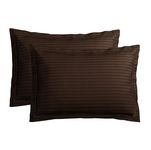 VAS COLLECTIONS Premium 210 TC 100% Pure Cotton Satin Stripes Pillow Cover Set of 2 Pcs, for Hotel Hospital Uses, 18x28 inches - Coffee