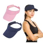 Zercart 2 Pcs Sun Visor Cap, Sports Sun Visor Adjustable Golf Visor Hat, Sun Protective Sun Visor with Perspiration Breathable Sweatband, Golf Running Fishing Cycling Tennis Visor Hats for Men Women