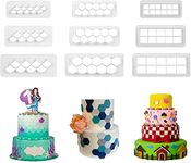 Jubilant Plastic Geometric Fondant Mold Cookie Clutters for Birthday Cake Decoration in Shape of Square and Hexagon Mermaid Pattern Cutters Scale (Set of 9 Pcs)(Color: White)