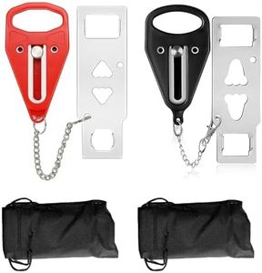 Portable Door Lock, 2 Pack Home Security Door Locker with Travel Pouches, Hotel Safety Lock for Additional Privacy, Ideal for Traveling, Apartment, College, Black and Red
