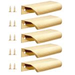 Malimali 5 Pack Gold Finger Edge Pulls for Cabinets 3.15" Drawer Pulls Kitchen Cabinet Handles Modern Aluminum Concealed Tab Pulls for Closet Door, Brushed Brass