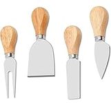 Taicols Exquisite 4-Piece Cheese Knife Set, Including 1 Cheese Knife, 1 Cheese Shaver, 1 Cheese Fork, and 1 Cheese Spreader for Cutting Cheese.