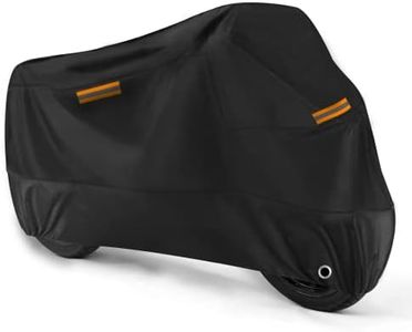 ROMGTNN Motorcycle Cover Heavy Duty Durable All Season Universal All Weather Waterproof Sun Outdoor Protection with Reflective Strips and Lockholes Fits up to 116" Vehicle Cover