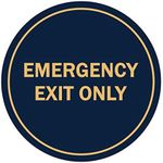 Signs ByLITA Circle Emergency Exit Only Sign (Navy Blue/Gold) - X-large 1 Pack