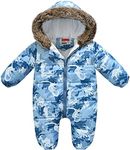 SEAUR - Baby Winter Snowsuit Girls Puffer Down Long Sleeve Hooded Jacket Infant Toddler Warm Romper Zipper Jumpsuit Coat, Blue, 6-12 Months