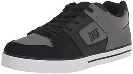 DC Men's Pure Low Top Lace Up Casual Skate Shoe Sneaker, Black/Grey/Grey, 8 UK