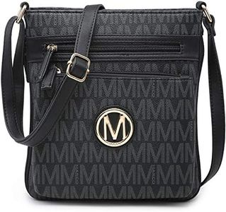 MARCO M KELLY Crossbody Bag for Women Travel PU Leather Multi Pockets Crossbody Purses Monogram Zip Shoulder Bags, M-black
