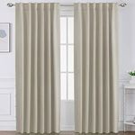 Smarcute 2X Blackout Curtains Blockout Back Tab/Rod Pocket Window Curtain Draperies for Living Room/Bedroom Soft Thick Triple Woven Fabric, Each Piece W132cm by D213cm - Beige