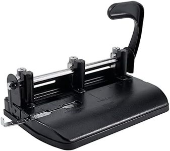 Officemate Heavy Duty Adjustable 2-3 Hole Punch with Lever Handle, 32-Sheet Capacity, Black (90078)