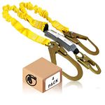 KwikSafety - Charlotte, NC - Python [4 Pack] External Shock Absorber Double Leg 6ft Safety Lanyard OSHA ANSI Fall Protection Restraint Equipment Hook Connectors Construction Arborist Roofing