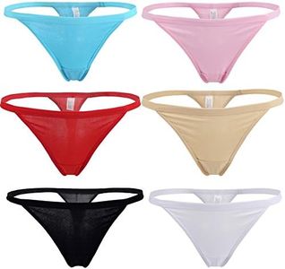 YOYI FASHION Women Cotton Low Rise Soft Breathable T-Back G-String Thong Panties 6 Packs US Size XS/S