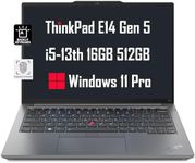 Lenovo ThinkPad E14 Gen 5 Business Laptop (14" FHD+ Display, 13th Gen Intel 10-Core i5-1335U, 16GB RAM, 512GB SSD) Backlit, Fingerprint, 1080P Webcam, Thunderbolt 4, Ethernet, Win 11 Pro, Grey, 2024