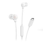 Motorola Sound Earbuds 3C-S Wired Earbuds With Microphone - Corded In-Ear Headphones, Comfortable Lightweight Silicone Ear Buds, Non-Tangle Flat Cable, Usb-C Cord, Clear Bass Sound - White