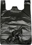 100 pcs Black Plastic Bags Grocery Bags Plastic Shopping Bags with Handles T Shirt Bags 20.5" x 12.5"