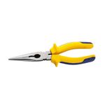 TATA AGRICO Long Nose Insulation Plier with Insulation to AC| Ideal for Cutting & Gripping Wires| High Strength Construction Shockproof Ergonomic Grip| (8 Inches/ 200 mm) - Yellow & Blue