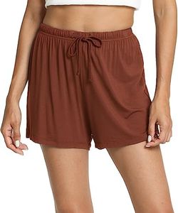 GYS Pajama Shorts for Women - Viscose Made from Bamboo, Soft Sleep Shorts Stretchy Sleepwear Casual Pj Bottoms, Brick Red, Medium