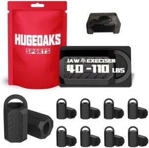 HUGEOAKS Jawline Exerciser & Trainer for Men and Women, 8 Resistance Levels, 40-110 lbs, Jawline Shaper, Silicone Jaw Exerciser Tablets for Face Slimming and Toning, Portable Kit (16 Count)
