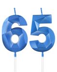 Royal Blue 65th Birthday Candles, 3D Blue Number 65 Candle for Cake, Women Men 65th Birthday Decorations, Blue Cake Decorations, Blue Candle Cake Topper for Birthday Party Wedding Anniversary Supplie