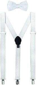 LUTHER PIKE SEATTLE Formal Dress Mens Prom or Dance Bow Tie & Tuxedo White Suspenders For Gift Box