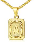 JSJOY Graduation Gifts 2024 Gold Initial Necklaces for Women Men Gold Letter Necklaces 26 Capital A-Z Letter Pendant Necklaces for Women Square Monogram Necklace for Her Initial Necklaces, Metal, No