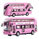 DEOXY Plastic School Interia Bus Toy Diecast Alloy Bus for Kids Light Music Open Door Collection Friction Bus Toys for Boy Kids (Pink)