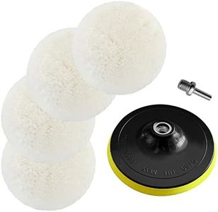 6 Inch Wool Polishing Buffing Pad Set, Wool Buffer for M14 Drill Buffer Attachment with Drill Adapter, Wool Buffing Wheel for Car Polishing, Waxing, and More