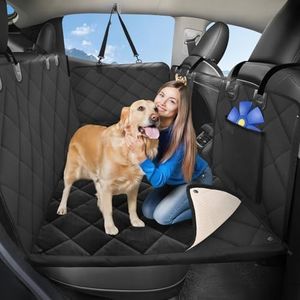 ROUWINNE Back Seat Extender for Dogs-Large Space, with Blankets, Hard Bottom Dog Car Seat Cover for Back Seat, Sturdy Backseat Extender for Dogs, Waterproof Dog Hammock for Car, SUV, Truck, Black