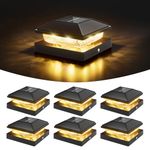 VOLISUN Solar Post Cap Lights 6 Pack, 4x4 Deck Fence Post Solar Lights Outdoor with Warm White Lighting, Waterproof Solar Lights for Vinyl/Wood Posts to Decorate Fence, Deck, Garden, Patio