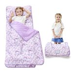 Lasoftan Toddler Nap Mat with Pillow and Blanket, Extra Large Rolled Napping Mats,Slumber Bags for Boys Girls,Kids Sleeping Bag for Daycare, Preschool Travel Camping, Rainbow