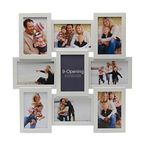 Melannco 18 x 18 Inch 9 Opening Photo Collage Frame, Displays Four 4x6 and Five 6x4 Inch Photos, White