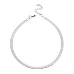 NUZON Silver Chain Choker Necklace 