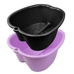 2 Pcs Foot Soaking Bath Basin - Large Foot Soaking Tub Foot Bath Spa Wash Basin Foot Bucket Foot Soaking Tub Feet at Home (Purple/Black)