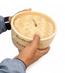 6 Inch Bamboo Steamer Basket for Dumplings, Dim Sum, Momos and Vegetables, Natural,