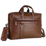 HAMMONDS FLYCATCHER Genuine Leather Office Bag for Men, Laptop Bag for Men, Leather Bag for men for 15.6 Inch Laptop, Adjustable Strap, Multi Compartments, Trolley Strap, 1 Year Warranty - Brushwood