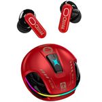 ZOMBIES CAT Wireless Earbuds Bluetooth Headphones 60H Playback Noise Cancelling Earbuds Deep Bass Earphones Wireless Bluetooth 5.4 RGB Light Sport Ear Buds for Android iOS, B5 Red