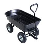 EAZYGOODS Garden Dump Cart 75L 300 kg Wheelbarrow Tipping Trolley Utility Truck Trailer Black