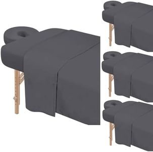 4 Sets Premium Microfiber Massage Table Sheets Set 3 Piece Set Includes Massage Table Cover Fitted Sheet and Fitted Face Rest Cover, Gray